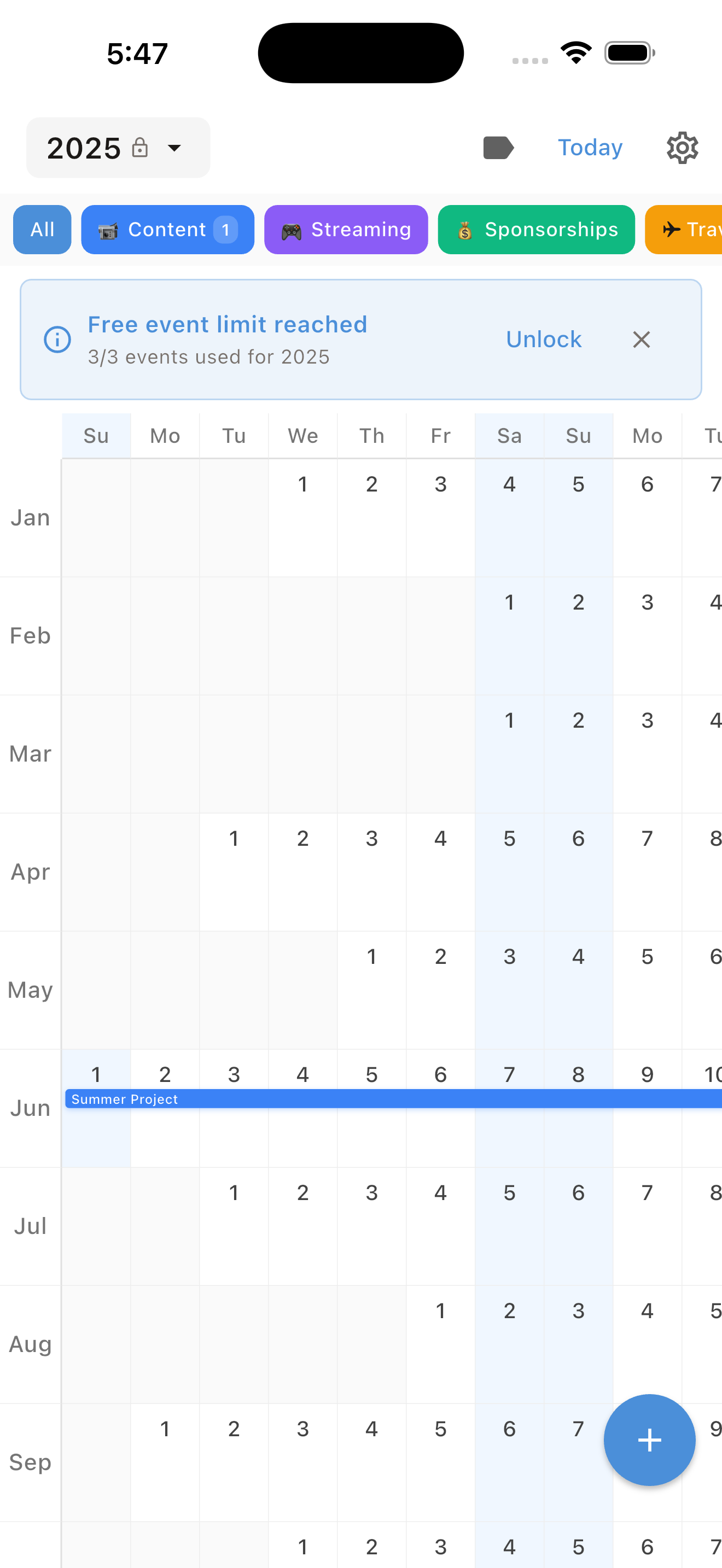 Clean minimal calendar interface